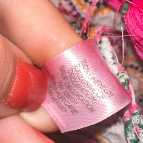 Calypso St. Barth women’s neon embroidered tassle linen top L bohemian beach - Picture 4 of 8